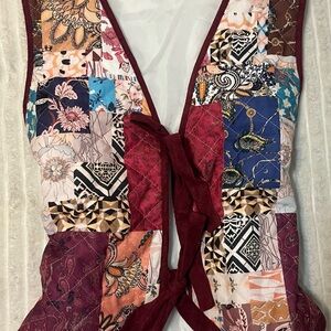 Patchwork Vest with Tie Closure